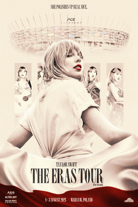 Alternative poster for the Poland leg of Taylor Swift's The Eras Tour.