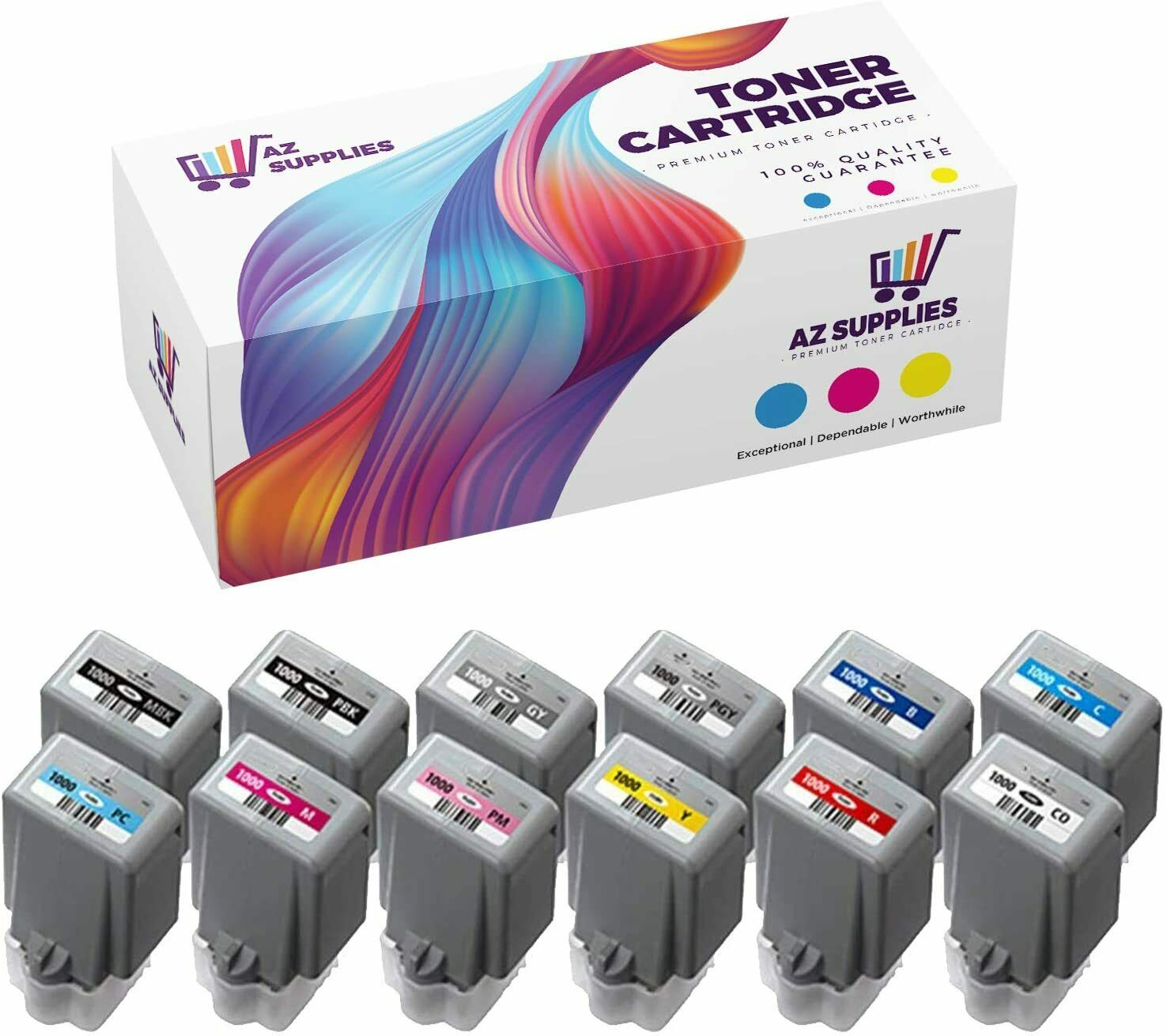 Ink Compatible Canon PFI-1000 imagePROGRAF PRO PB,MB,CMYB,R,PM,GY,PC,CO,PG 12PK