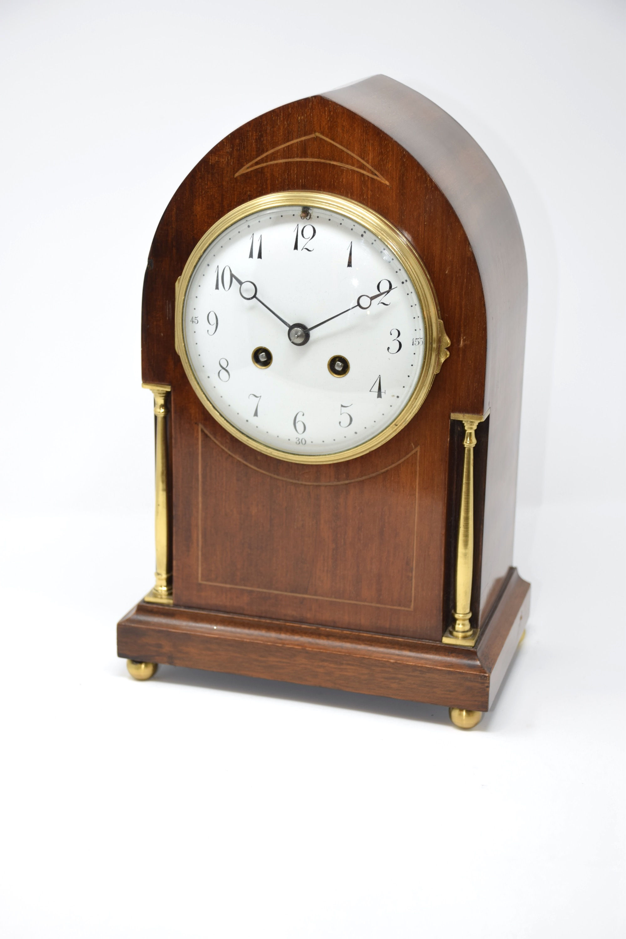 Mahogany & Pillared Striking Mantle Clock