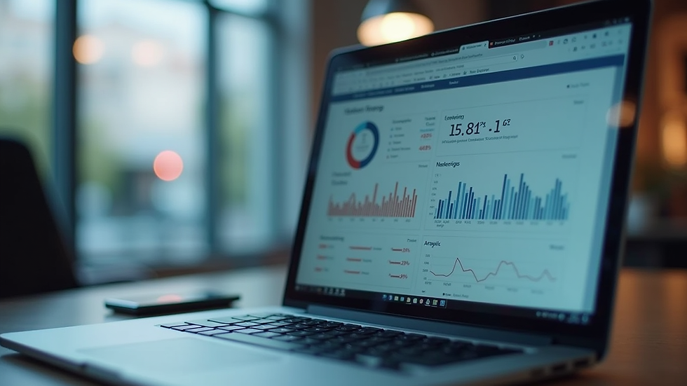 Close-up view of a laptop screen showing digital marketing analytics
