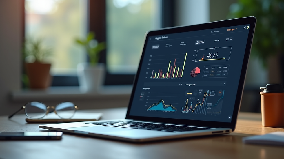 Eye-level view of a laptop displaying digital marketing analytics dashboard