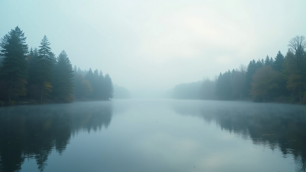 Close-up view of a serene landscape with a tranquil lake