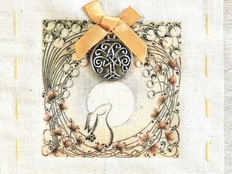 Moon gazing hare birthday card