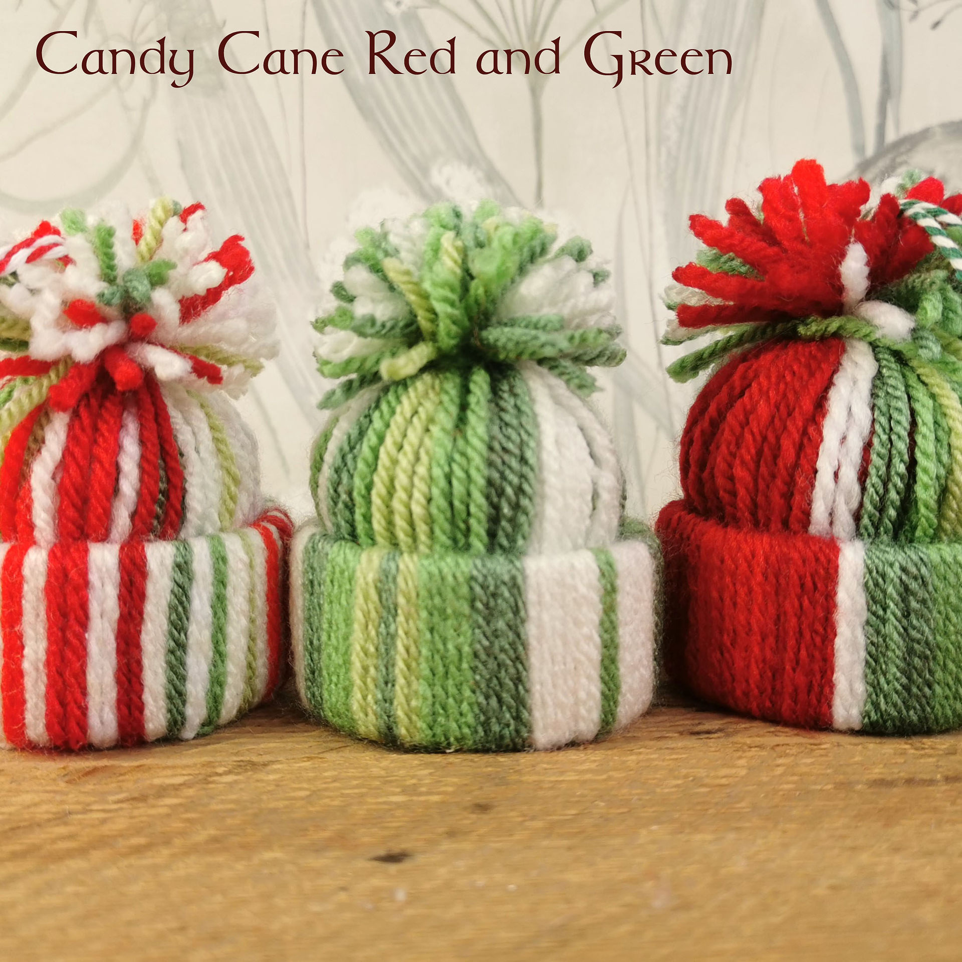 Green and red mini bobble hats