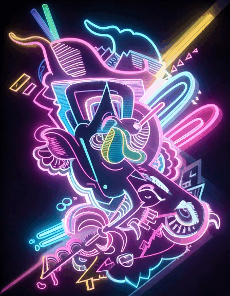 abstract 3d artwork yellow mellow glowing neon lights by Banana Bastard