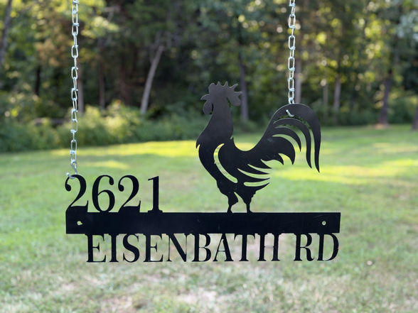 rooster sign, custom metal sign, address sign, chicken metal sign