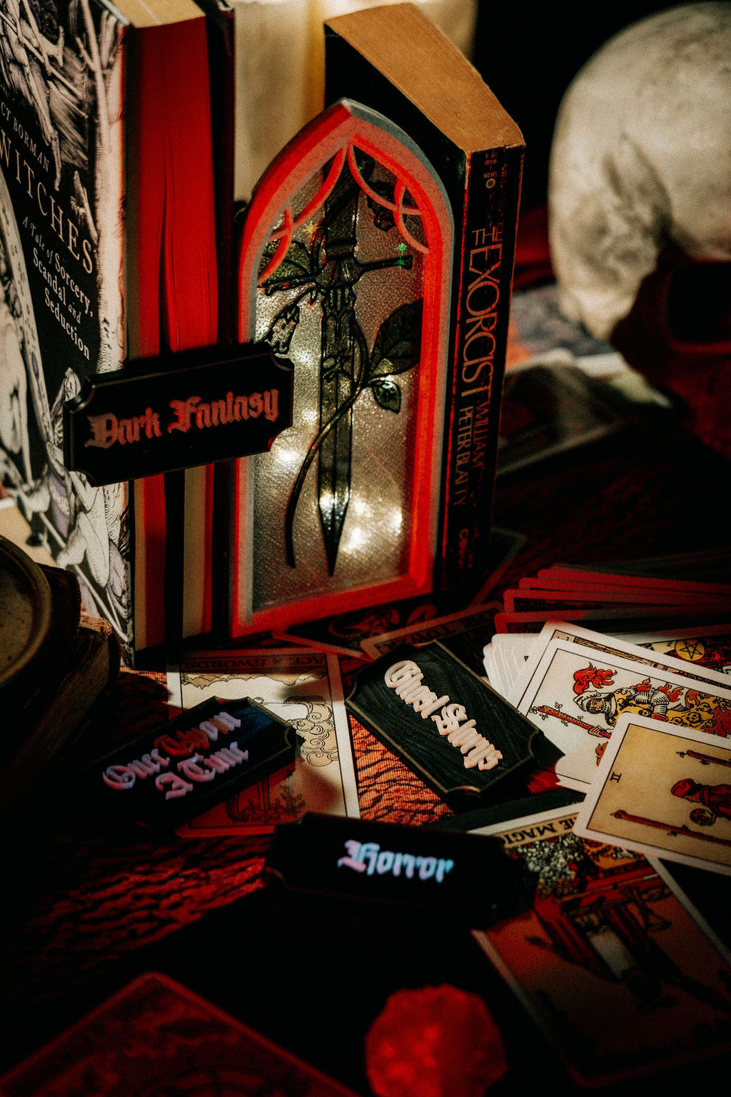 Black Gothic Book Dividers – Glow in the Dark Fantasy Library Plaques