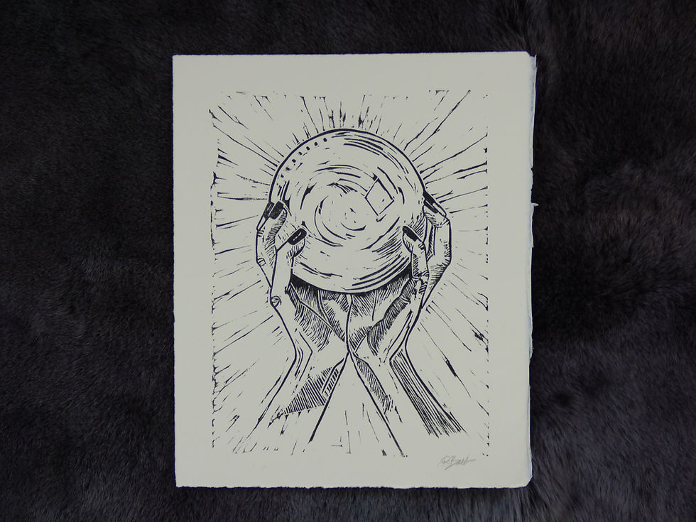 Thumbnail: Crystal Ball Lino Print