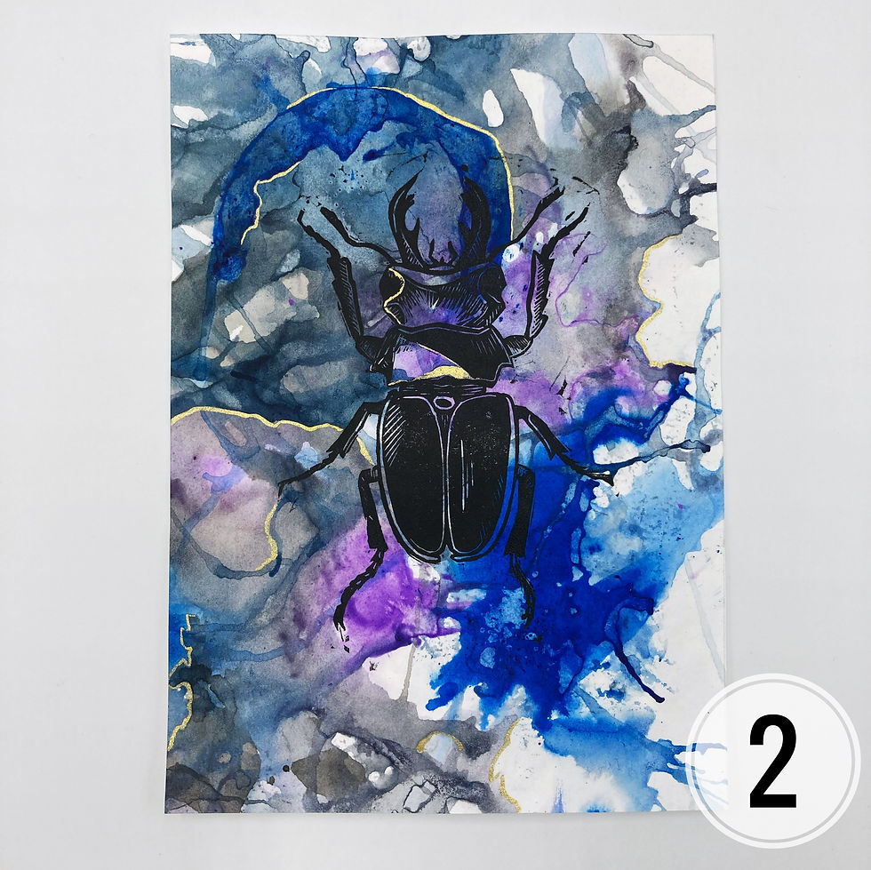 Thumbnail: Beetle Lino print