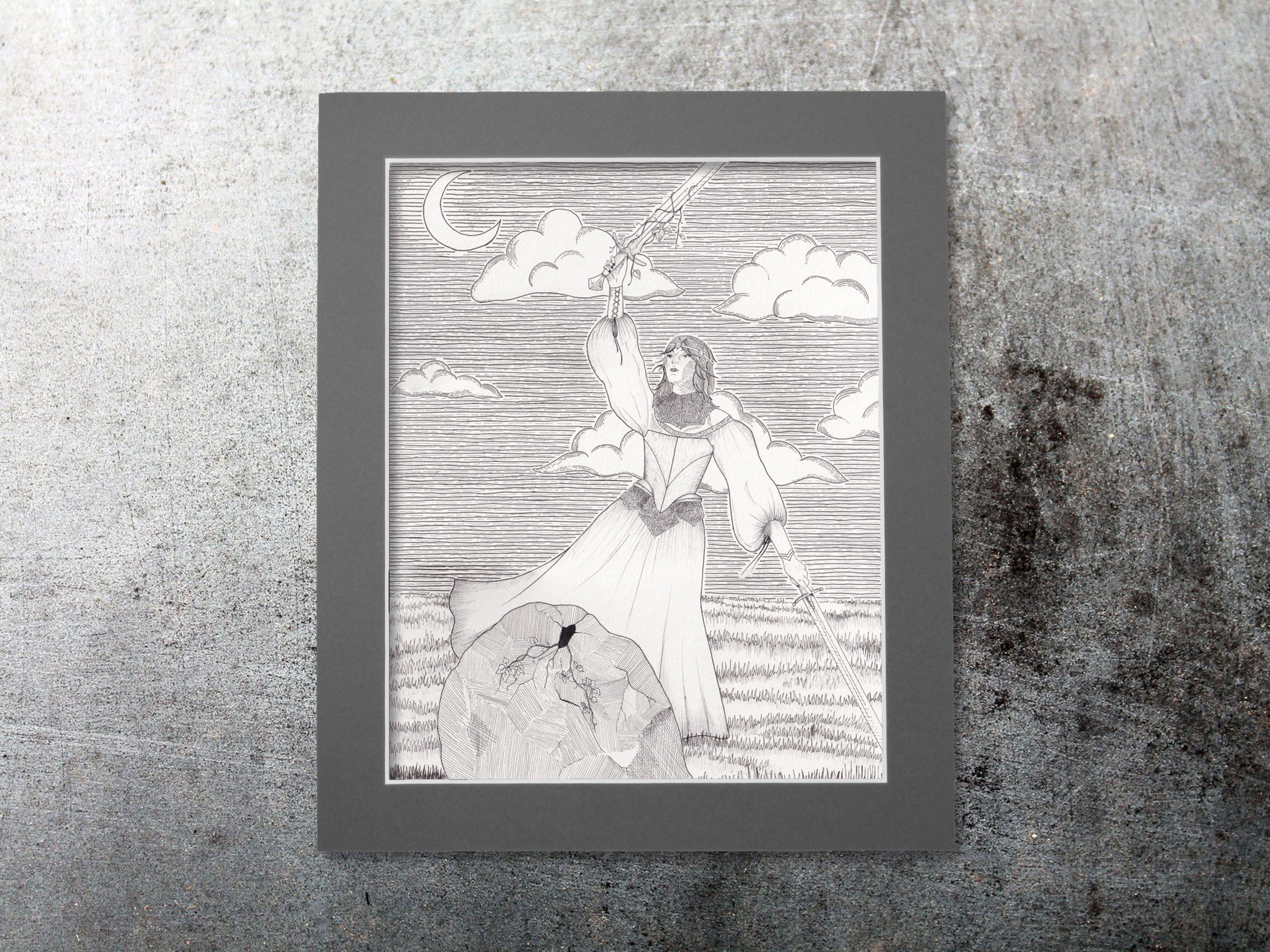 Lady of Albion Medieval Mounted Giclée Art Print