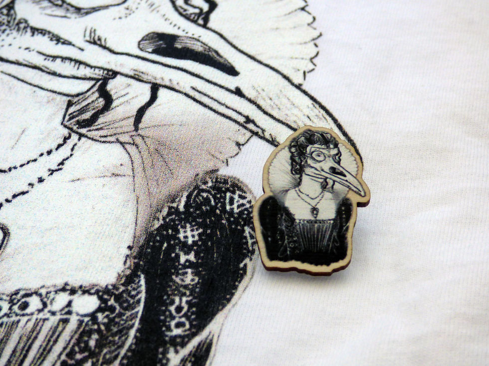 Thumbnail: Plague Princess Wooden Pin Badge