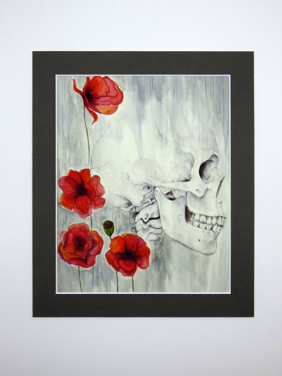 Thumbnail: Skull and Poppy 8x10 print with mount