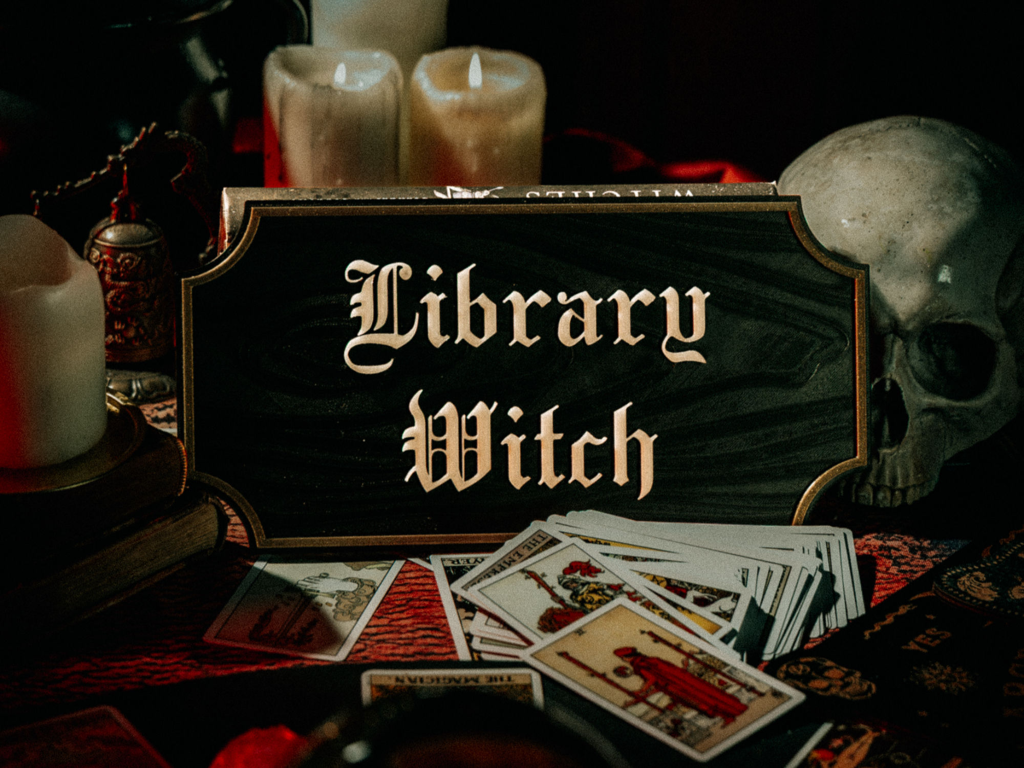 Gothic Bookshelf Sign: Library Shelf Plaque with Glow Text