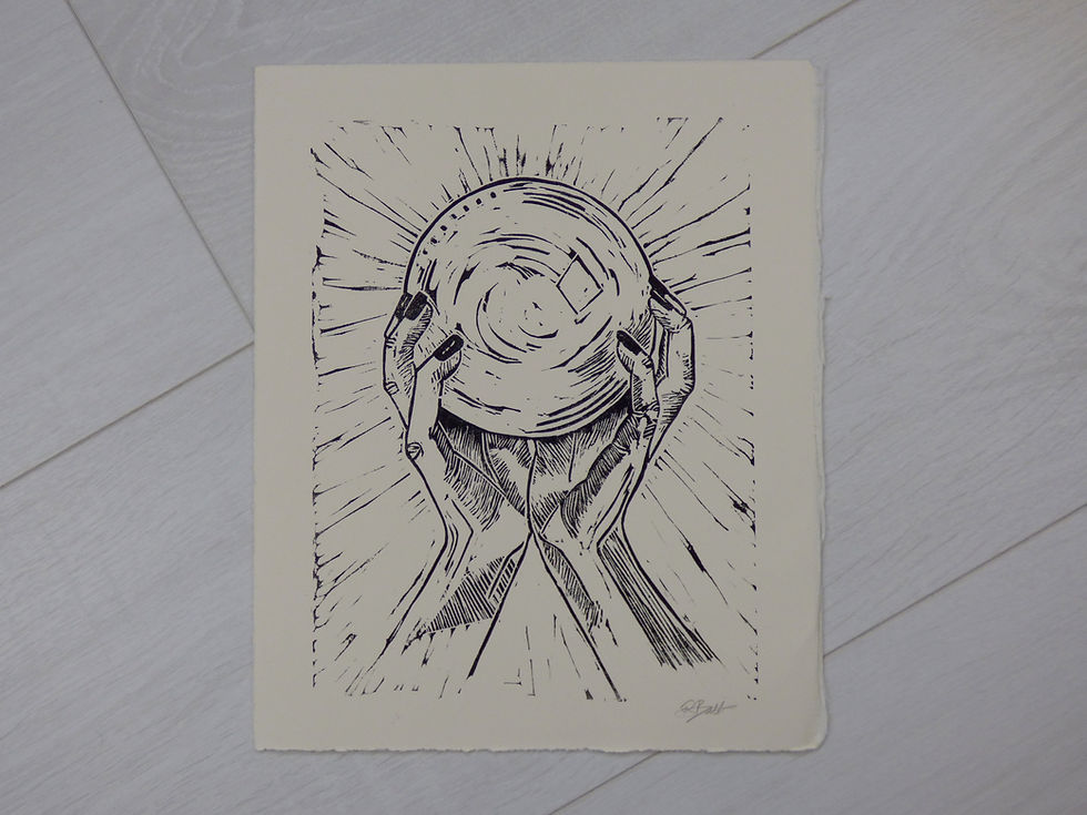 Thumbnail: Crystal Ball Lino Print