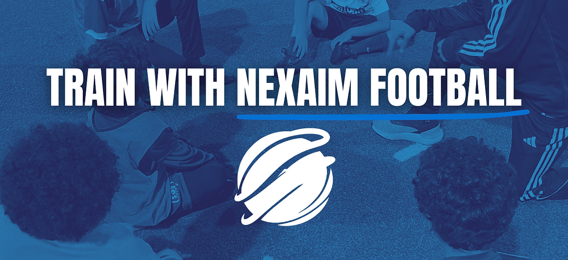 NexAim football session with overlay text saying "train with nexaim"