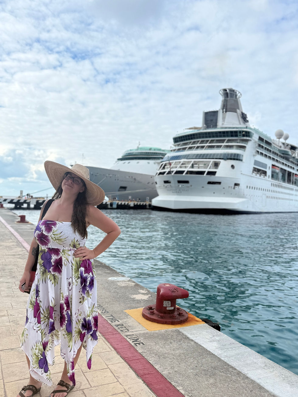 Standing next to a cruise ship