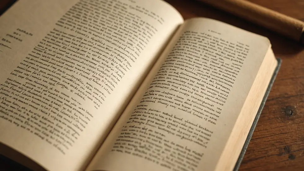 Close-up view of a journal opened to a page with handwritten poetry