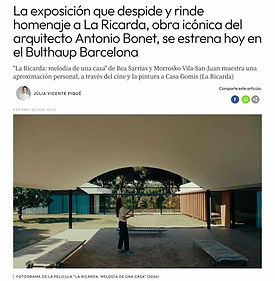La exposición que despide y rinde homenaje a La Ricarda, obra icónica del arquitecto Antonio Bonet, se estrena hoy en el Bulthaup Barcelona por Júlia Vicente Piqué