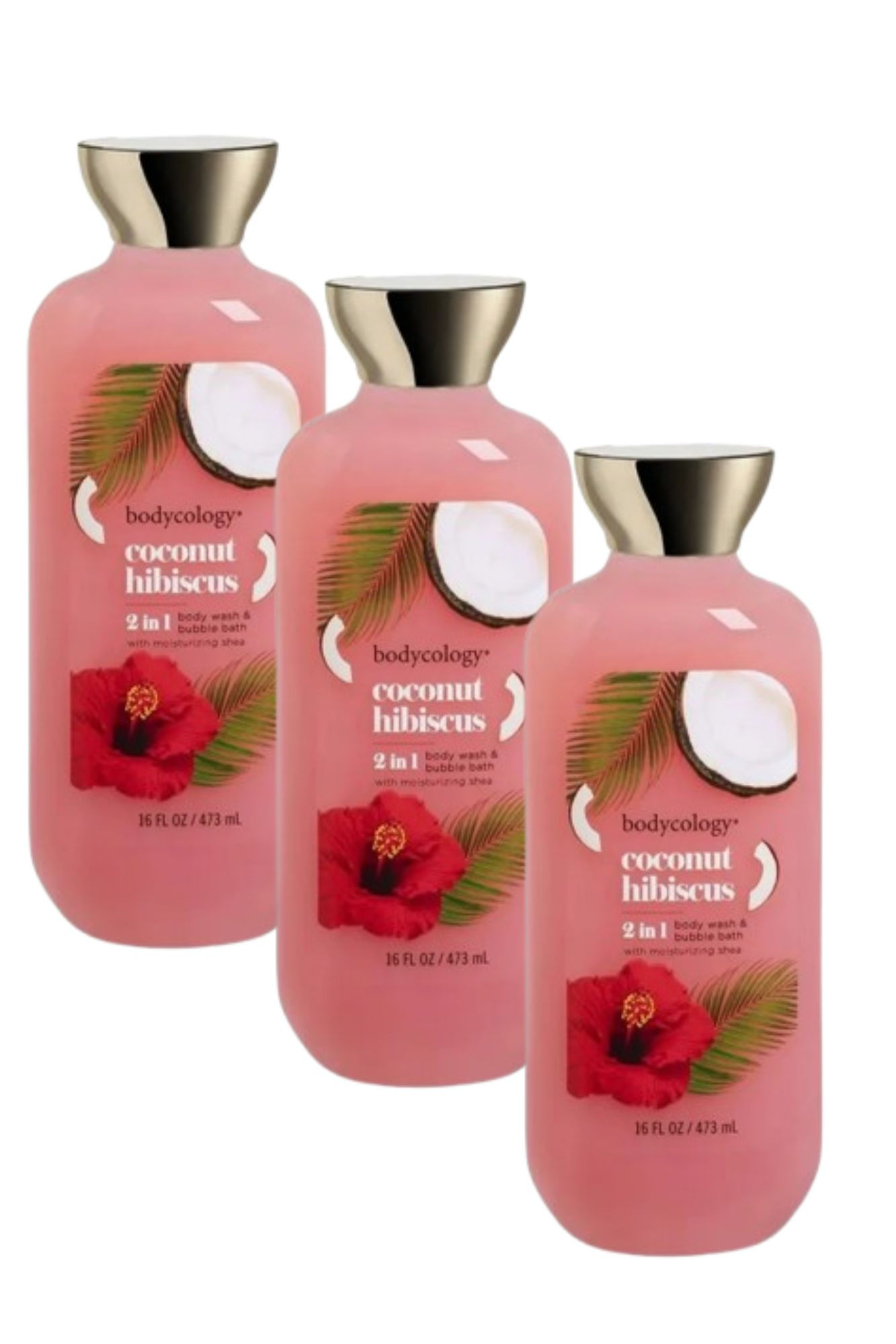 Pack 3 und Bodycology Coconut Hibiscus Body Jabon de Baño 473ml