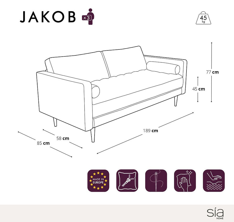 Miniature : Canapé 3 Places JAKOB Velours
