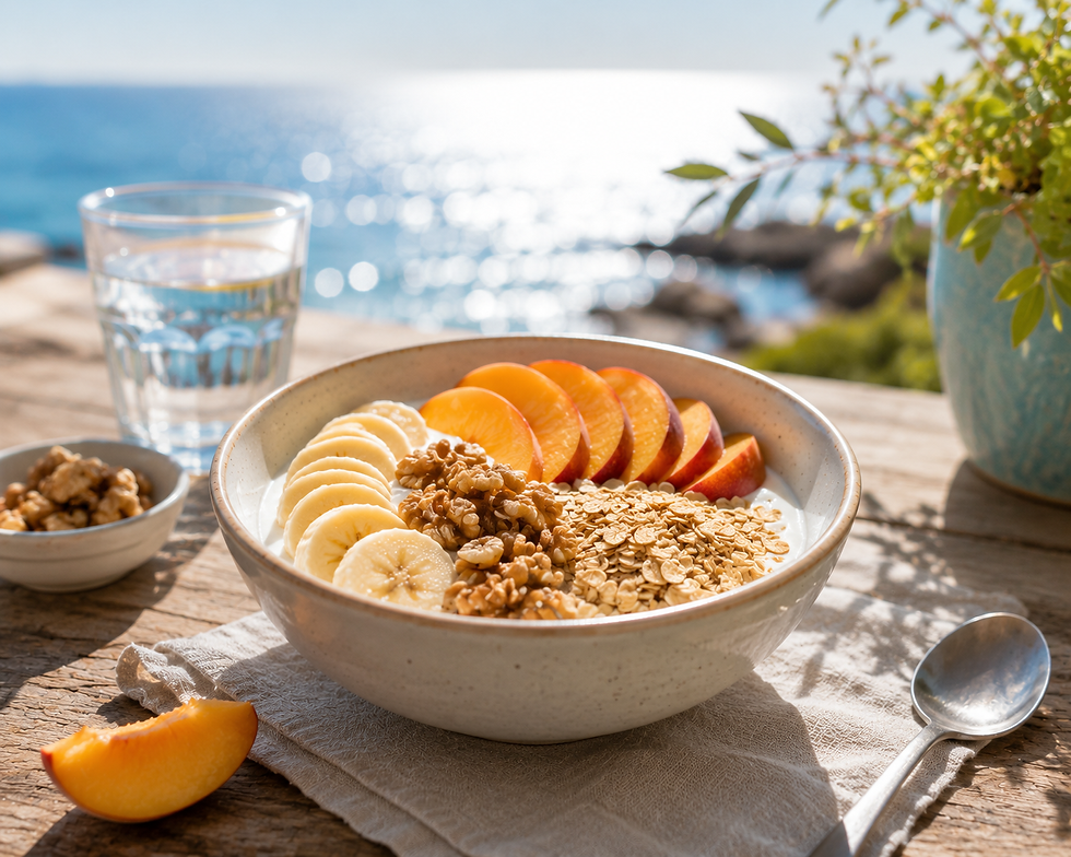 Bowl di yogurt, avena e frutta fresca