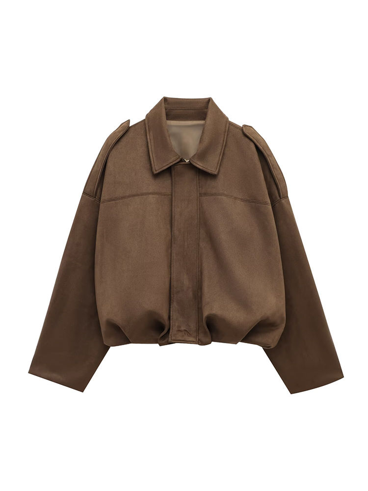 Vintage Women Green Oversize Bomber Jackets 2025 Fashion Ladies Elegant Loose So