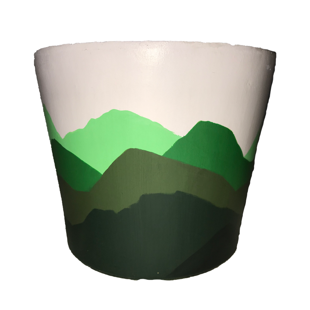 6.5 Inch Tan Pot with Green Mountains
