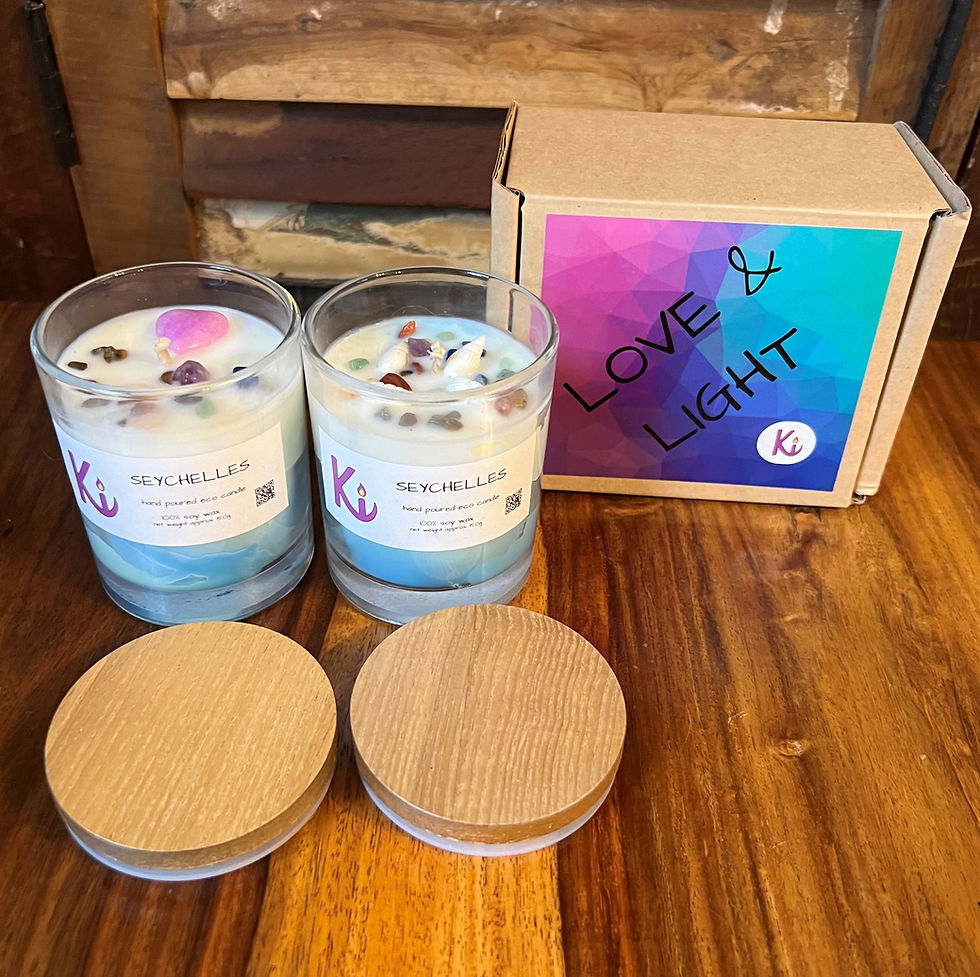 Thumbnail: Seychelles scented soy candle in a clear glass jar