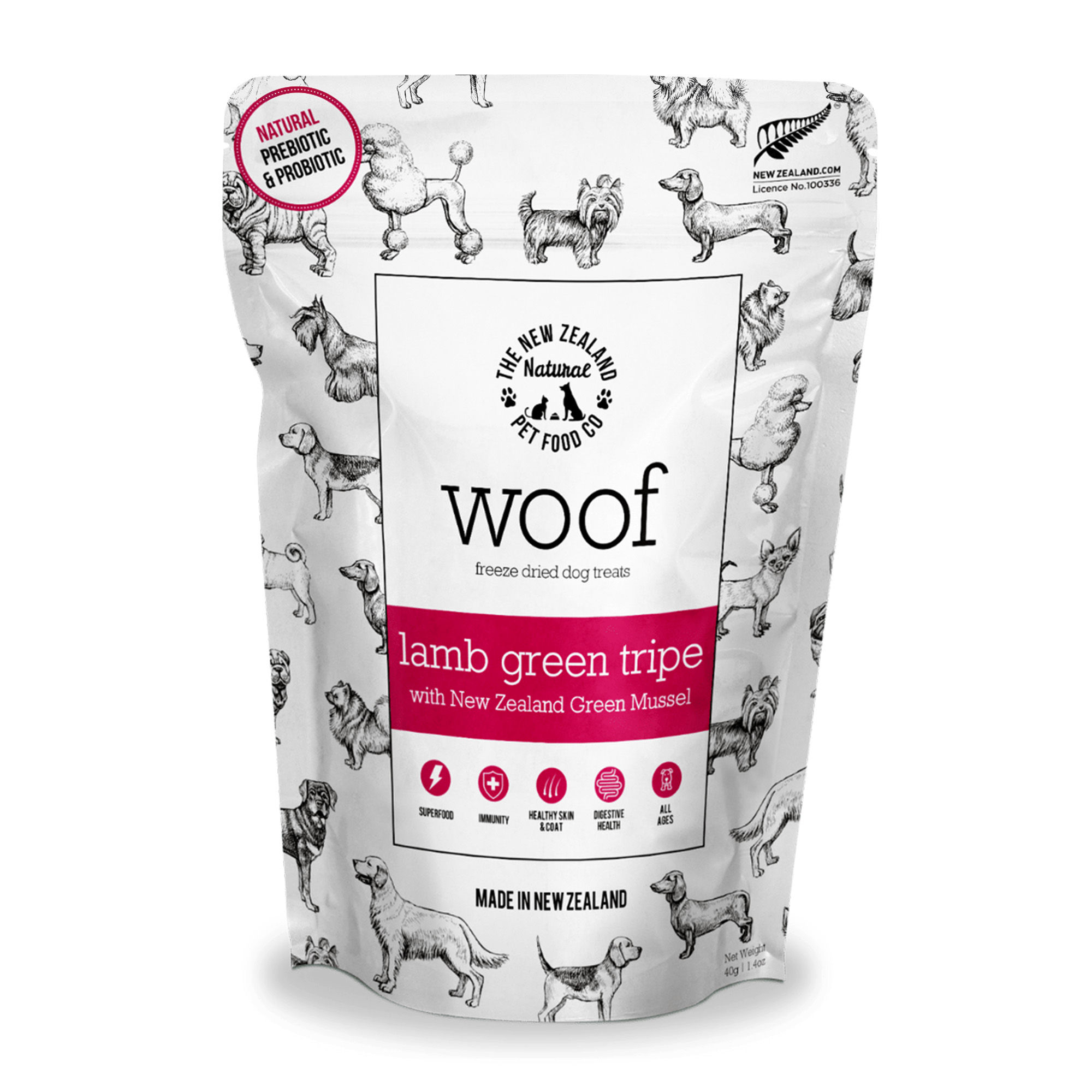 NZ Natural Woof Lamb Green Tripe & Mussel Treats 40g