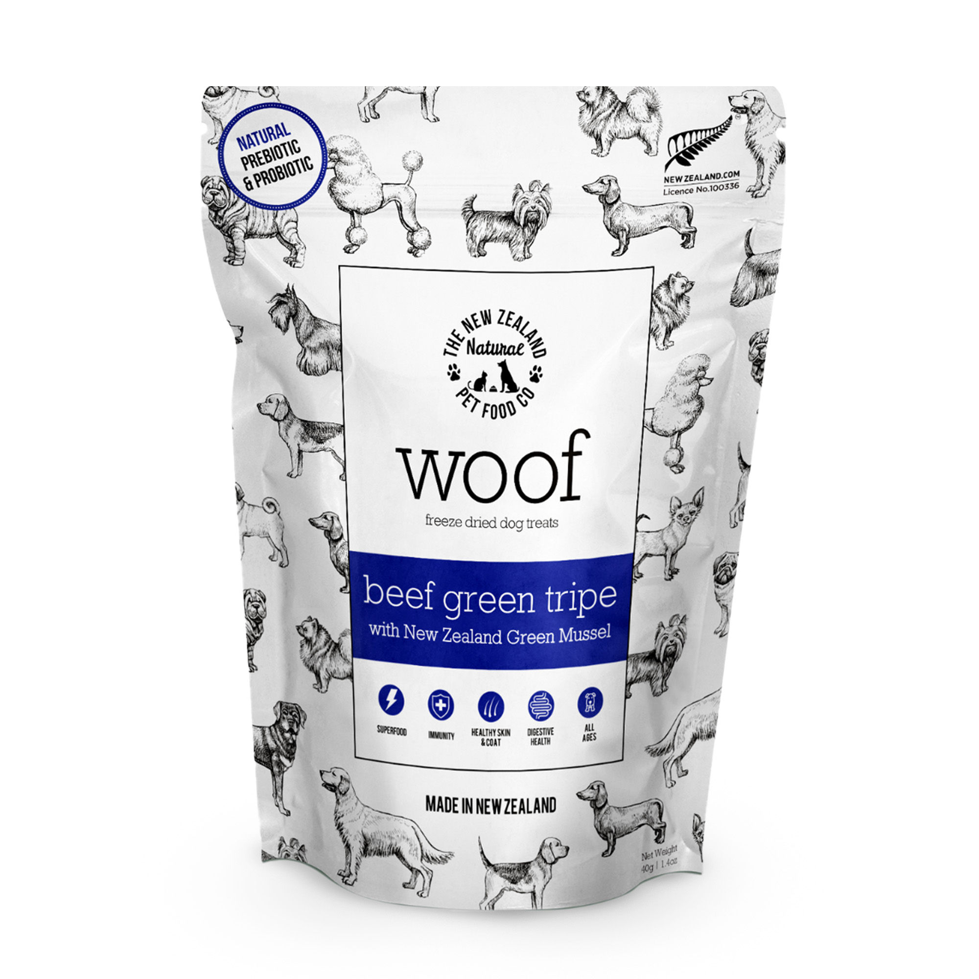 NZ Natural Woof Beef Green Tripe & Mussel Treats 40g