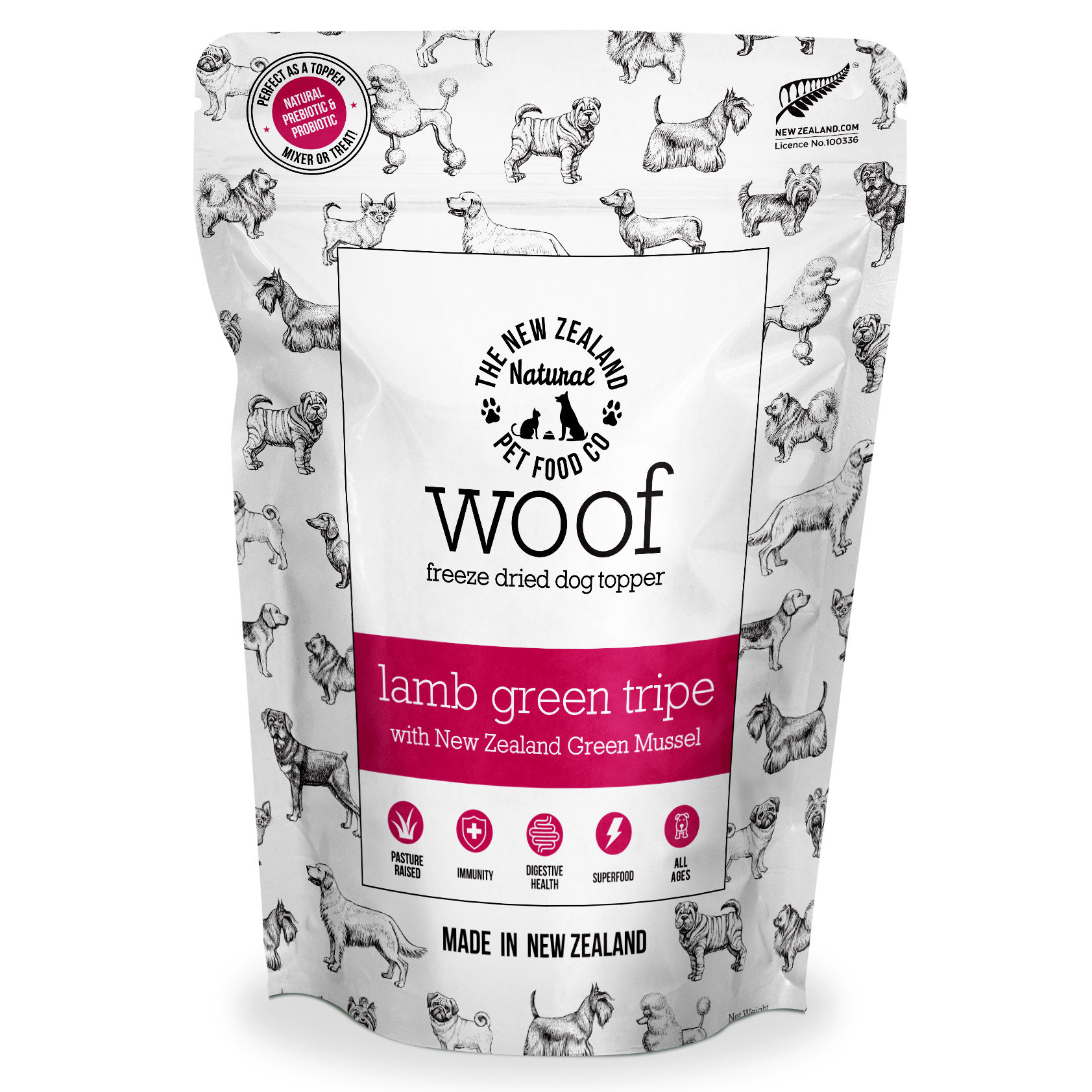NZ Natural Woof Lamb Green Tripe Topper 180g