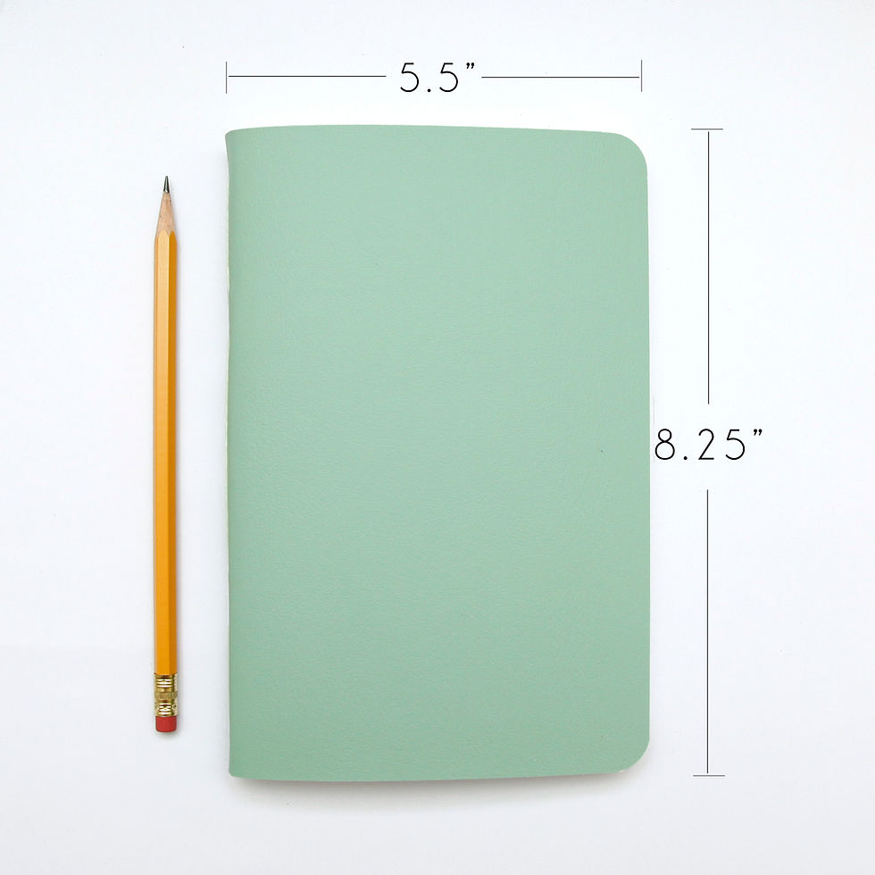 Thumbnail: A mint soft-covered notebook with dimension 8.25" x 5.5"