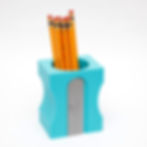 Pencil cup in the shape of oversized pencil sharpener in Teal