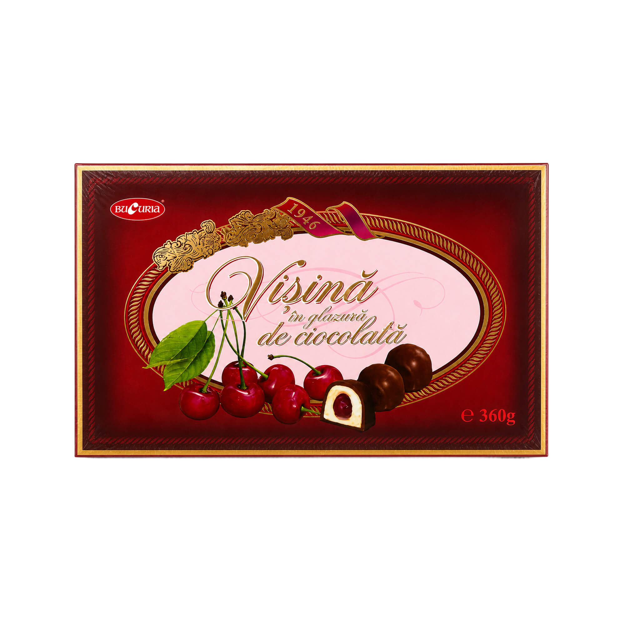 Cherries with pits in chocolate in a box (360 grams)