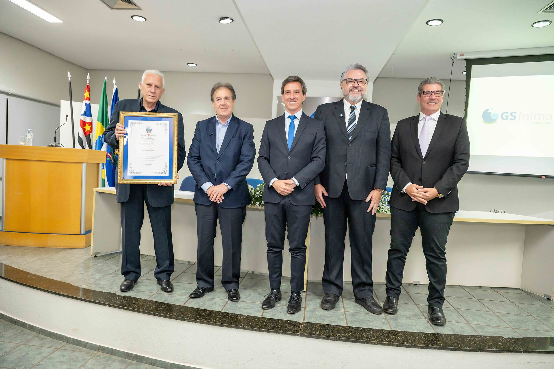 Câmara Municipal de Ribeirão Preto homenageia a GS Inima Ambient, na universalização do esgoto e melhoria da qualidade de vida da população.