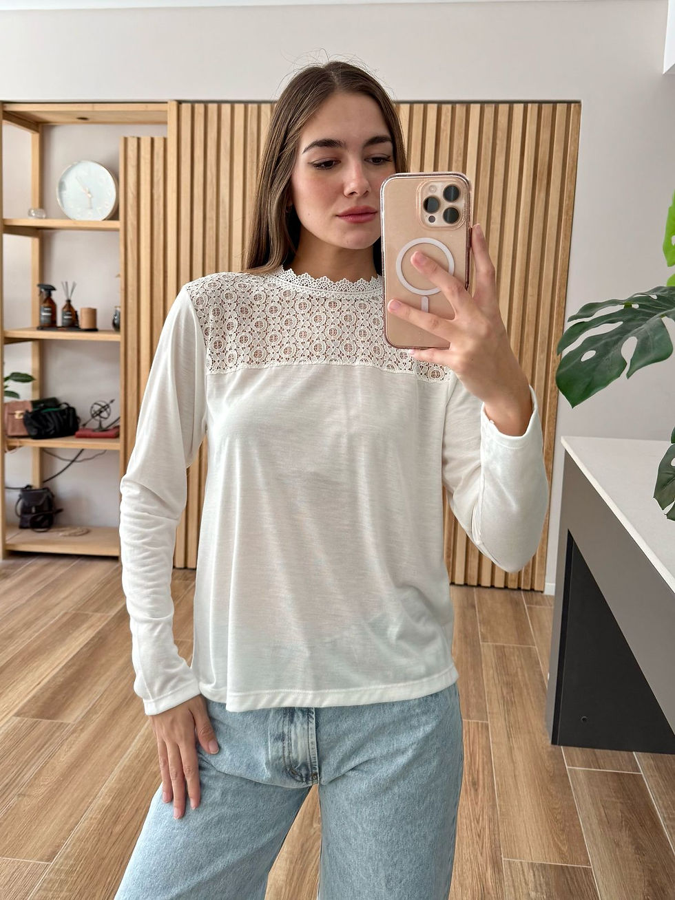 Miniatura: Polera de puntilla Canesu encaje Gerbera