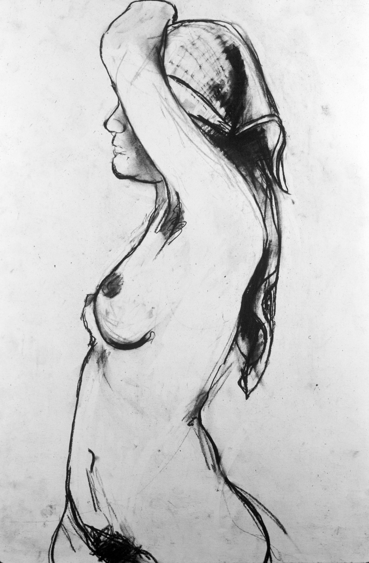 girl with arm on heard