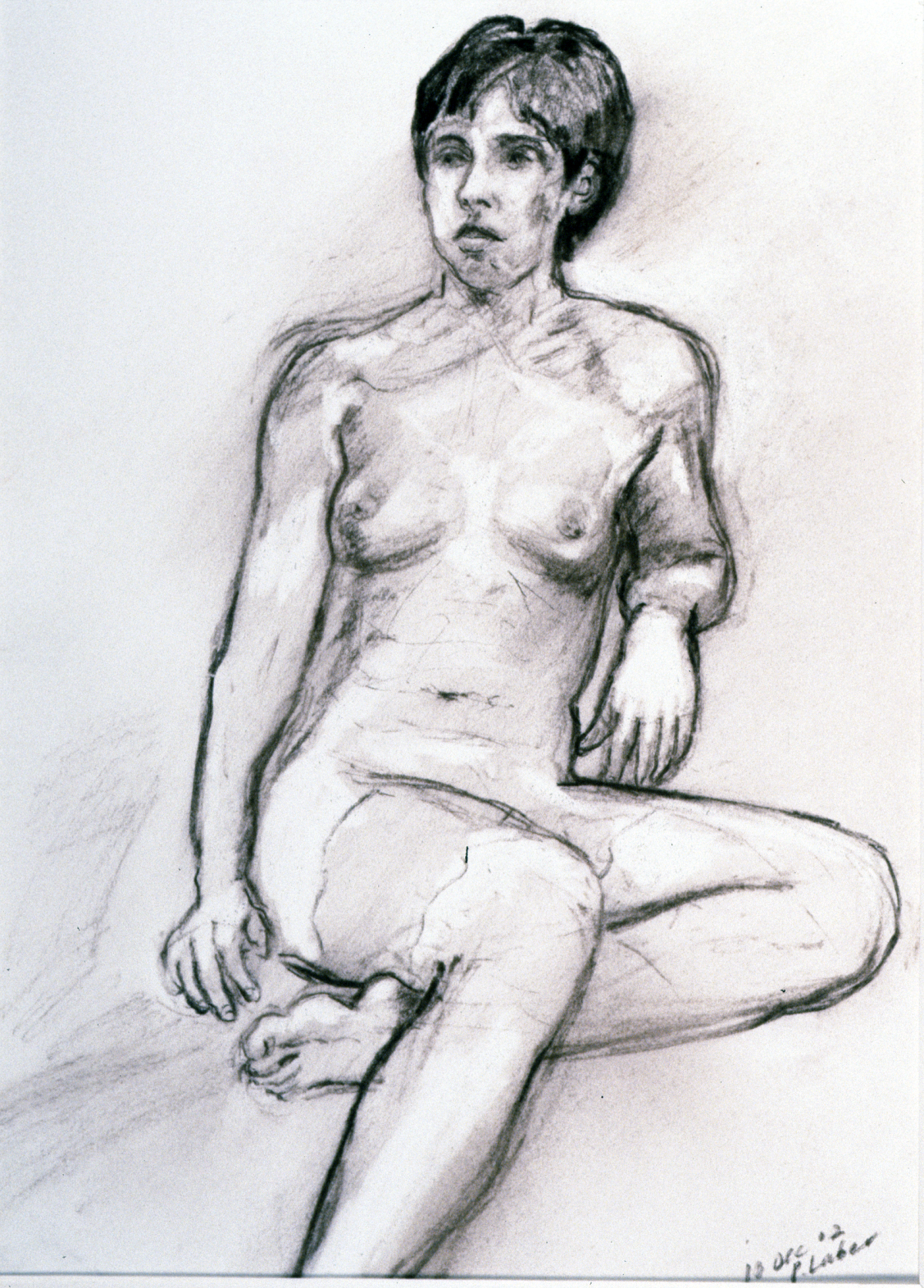 Kate sitting red conte
