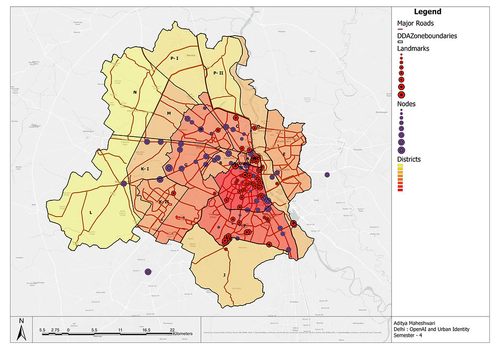 Map of delhi showing Districts with scoring as predicted by KNIME model