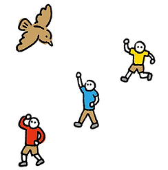 鳥を追う子供たち