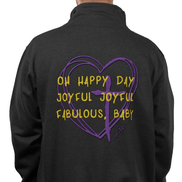 Thumbnail: QUOTE EMBROIDED 3/4 ZIP SWEATSHIRT