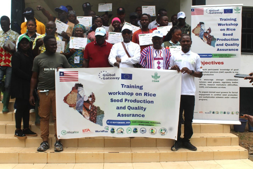 Photo 2. Group picture with participants and facilitators. (Credit: George Harris, AfricaRice)