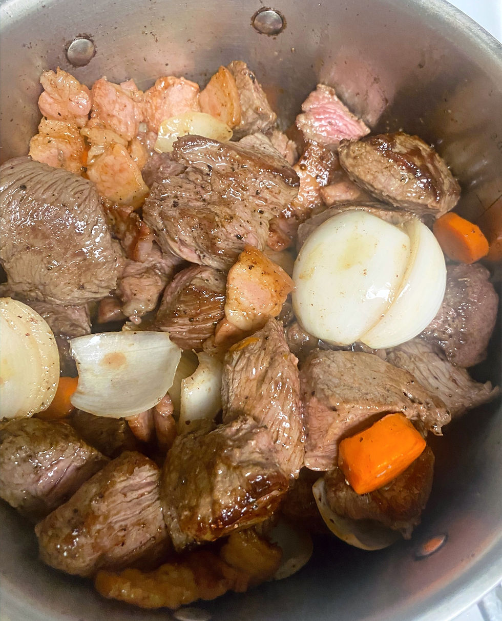 Beef Bourguignon brown flour.
