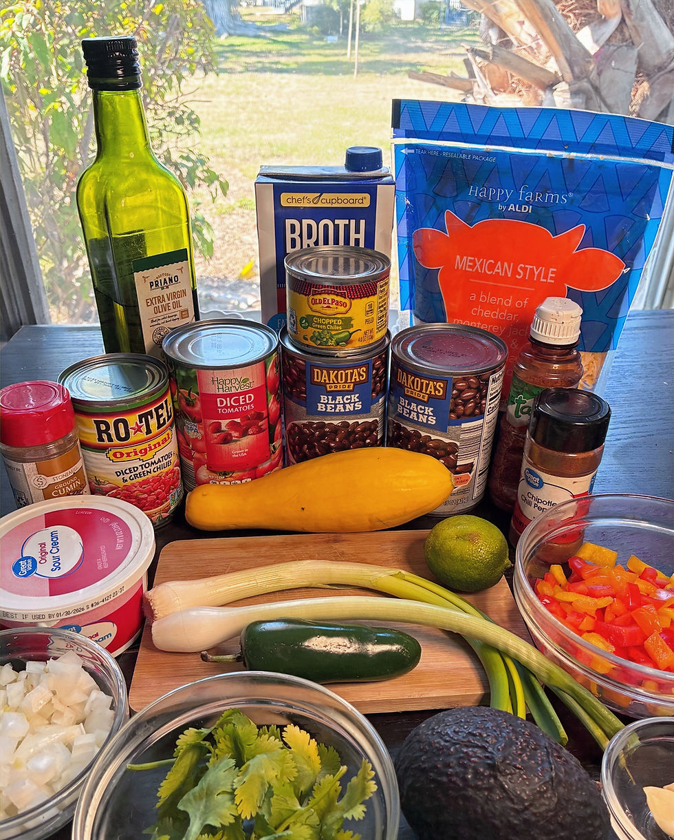 Ingredients for Black Bean Tortilla Soup.