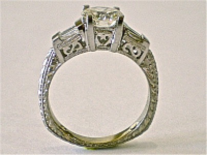 Engraved Fancy Engagement Ring | Heartwear Designs