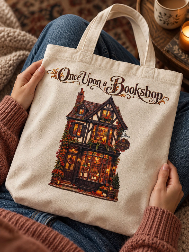 Canvas Tasche Once Upon a Time mit Bücher-Motiv für Booklover