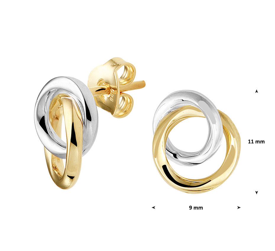 Thumbnail: Bicolor Gouden Oorknoppen Rondjes