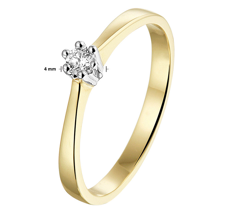 Thumbnail: Bicolor gouden Damesring 0.10 ct Diamant