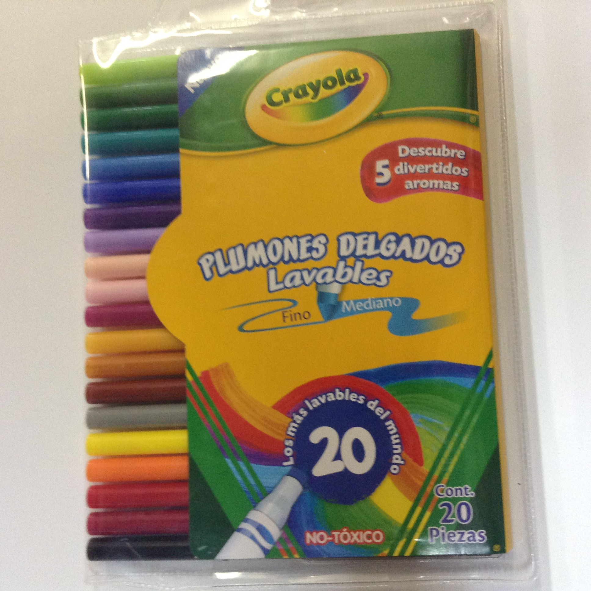 Plumones Delgados Lavables Cont. 20 pzas