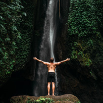 Solo traveller at Banyumala Twin Waterfall Bali